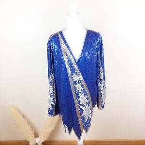 Judith Ann Creations Sequin Star Silk Tunic Dress